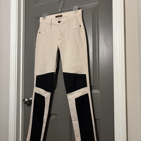 James Jeans Rare Two-Tone Emilia Biker Jeans Cream & Black Color Block Size 27 - Picture 3 of 10